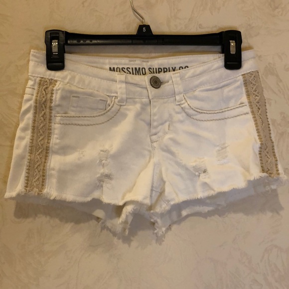 Mossimo Supply Co. Pants - Mossimo Supply Co White & Tan Braided Jean Shorts Size 3 Fit 6